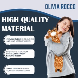 Olivia Rocco Extra Long Hot Water Bottle with Super Soft Unicorn Pug Cover 72 cm Thermotherapy 2L Pure Natural Rubber Winter Gift (Giraffe)