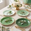 9 Inch Green Gradient Paper Plates, Gold Rim Party Plates