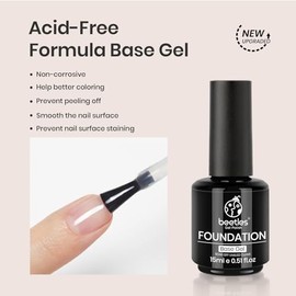 Beetles Base Gel para Uñas 15 ml, Removible LED  Capa Base Transparente para Preparar Manicura en Gel en Casa o Salón                                 
