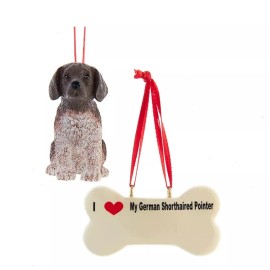 Kurt Adler Dog Figure & Bone 2 pc. Set of Christmas Ornaments-GERM