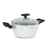 Flonal ONICE White Ceramic Non-Stick Deep Stew Pot with Glass