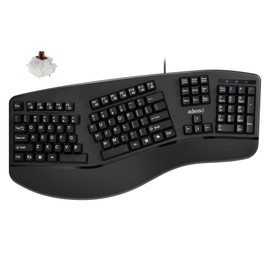 ADESSO EasyTouch 150 Ergonomic Wired Mechanical Keyboard with Cherry MX Brown Switches, Integrated Palm Rest, Dedicated Copilot AI Hotkey, Full-Sized Layout with Numeric Pad for Comfortable Typing