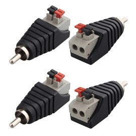Jopto Speaker Phono RCA Male to AV 2 Screw Terminals Adapter Connector for CCTV RCA Male to AV 2 Screw Female Pack of 4