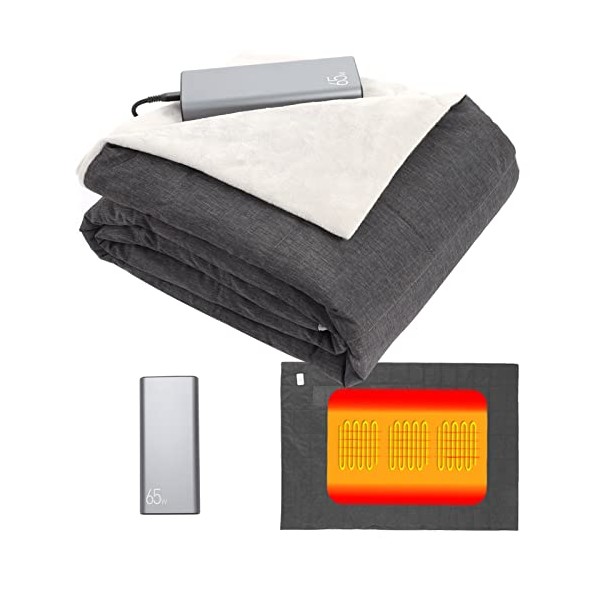 DalosDream USB Heated Blanket Battery Operated-Cordless Heated Blanket with 27000mAH