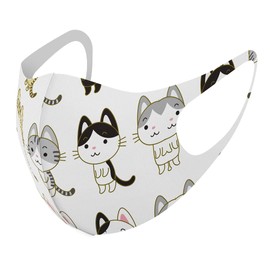 Smakore 008860 Design Mask, Set of 2, Polyester, Washable, Cloth Mask, Unisex, Animal Illustration, Cat