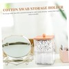 KONTONTY Bamboo Lid Cotton Swab Boxes Portable Makeup Organizer Cotton