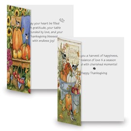 Current Harvest Home Greeting Cards- Set of 8, 4 Unique Designs, Large 5 x 7 Inch Cards, Sentiments Inside, Envelopes Included