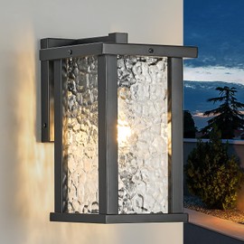 rosysky Outdoor Wall Light,Waterproof Black Exterior Wall Lanterns,E26 Porch Sconce Wall Mount Light with Glass Shades Outdoor Light Fixture for Garage Patio(Bulb not Included)