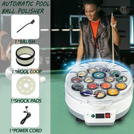 akcky Automatic Pool Ball Polishing Cleaning Machine for 16/22 Balls, Electric Billiard Ball Cleaning Machine Billiards Cleaner Polisher 110V 180W (16 Balls)