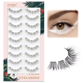 10 pairs Natural False eyelashes 3D Fake Lashes 100% Handmade Short Soft Reusable Eye Lash Transparent Strip Lashes Natural looking eyelash by EMEDA (Natural False Lashes 08)