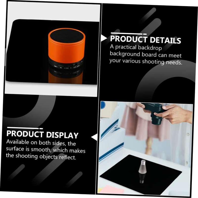 KOMBIUDA 2pcs Black Acrylic Photography Reflective Display Board Tabletop Photo