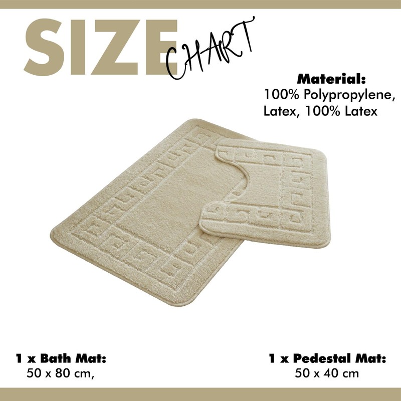 Lions 2 Piece Non Slip Striped Bath Mat & Pedestal