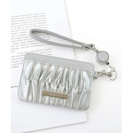 Alto Rose Pass Case, Commuter Passcase, IC Card, Lanyard Included, Reel Included, Dot Pattern, Polka Dots, Studs, Silver