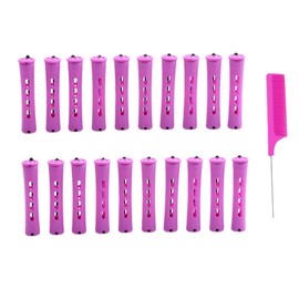 KEQAR 20 Stück Mittelgroße Dauerwellen Wickler Komplett Set Lockenwickler Hair Rollers für Frauen für Natürliche Styling Tool für Lange und Kurze Haare1.9 * 8.2cm mit Kamm
