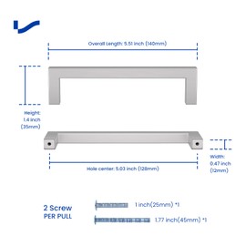 LONTAN Pack of 15 Furniture Handles, 128 mm, Hole Spacing, Kitchen Handles, Stainless Steel Cabinet Handles, Silver Furniture Handles, Handles for Kitchen Cabinets, Door Handles, Kitchen Drawer