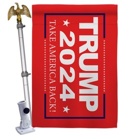Trump Flag Take America Back 2024 House Flag Eagle Set Patriotic Vote President Democrat Republican Tea Party United State American Election Banner Small Garden Yard Gift Double-Sided, Made in USA