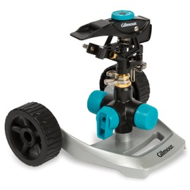 Gilmour Heavy Duty Circular Water Sprinkler with Wheel Base, Rotating Sprinkler Head with Adjustable Spray Pattern, Lawn Sprinkler for Large Area Coverage