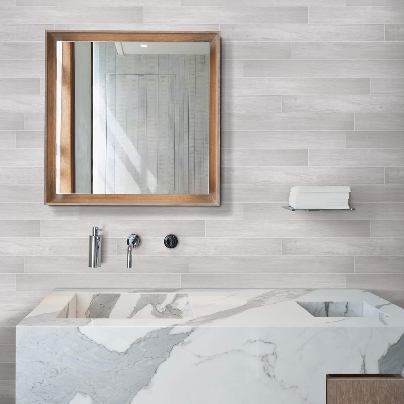 In Home NH3395 Timber Tile Peel & Stick Decal, White