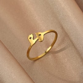 LUTAKU Stainless Steel Baby Feet Rings for Women Girls Footprint Ring,Baby Shower Motherhood Jewelry Mother's Day Gift (Gold)