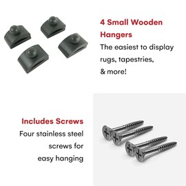 Classy Clamps Wooden Quilt Wall Hangers - 4 Large Clips (Grey) and Screws for Wall Hangings - Tapestry Hangers/Quilt Hangers for Wall hangings - Quilt Clips/Wall Clips for Hanging/Quilt Rack