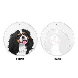 WIRESTER Hanging Ornaments for Christmas Tree Holidays, Party, Car, Home, Office Decoration, Large 3 inch Acrylic Ready to Hang Ornament - Cute Tricolor Cavalier King Charles Spaniel Dog