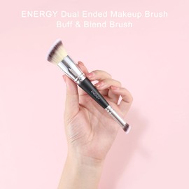 ENERGY Dual Sided Makeup Brushes Angled Foundation Brush Concealer brush for Flawless Powder Foundation Contour Blush with Liquid Cream Powder Makeup Blending Vegan Face Brush