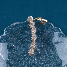 Wendalern Ear Clip Earring Cubic Zirconia Rhinestone Flower Octagon Stud Earrings Crawler Earring Sparkling CZ Cluster Ear Cuff Wrap Earring Post Earrings Ear Cups Jewellery for Women Girls