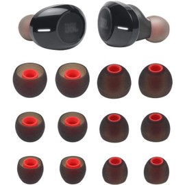 ALXCD Ear Tips Compatible with JBL Tune 125TWS Headphones, 6 Pairs S M L Sizes Replacement Silicone Earbud Tips, Compatible with JBL Tune 125TWS，Black/Red