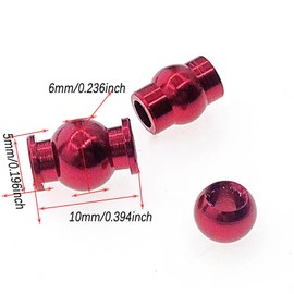 22Pcs Aluminum Pivot Ball Head Set for Arrma 1/10,Suspension Link Pivot Ball RC Car Repair Upgrade Parts Steering Link Pivot Ball for RC Model Car Accessories (Red)