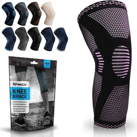 POWERLIX Knee Support for Women/Men, Compression Knee Support for Meniscus Tears, Arthritis, Relieves Knee Pain from ACL, Running, Weightlifting, Basketball, Volleyball, Sports, Pink, M