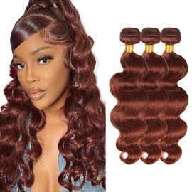 Brown Human Hair Bundles Reddish Brown Body Wave Bundles #33 Human Hair Bundles 12 14 16 inch 3 Bundles LadrXadr Brown Body Wave Human Hair Bundles 300g