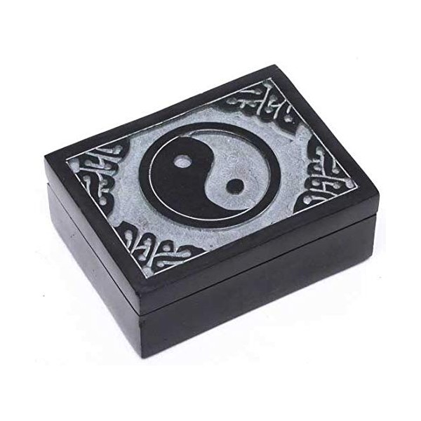 Yin Yang Black Soapstone Box 3"x4"