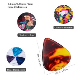 12 Pieces Guitar Picks,Plectrums,Guitar Picks Acoustic,3 Different Thickness Colorful Pick Non-slip Plectrums,0.5mm 0.75mm 1.0mm Heart Picks Finger Protection Tool,for Acoustic,Electric and Bass.
