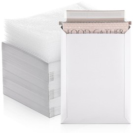 MotiMind 200 Pcs Comic Book Mailers Shipping Box 8.27 x 11.42 Inches with Bubble Bag Protector Kraft Paper Mailing Boxes for Shipping Comics Document and Photo Mailing(White)