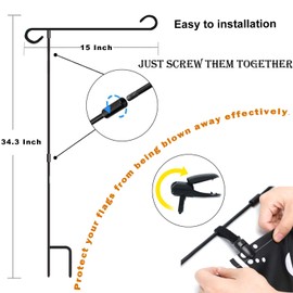 Nirohee Garden Flag Stand,Flag Banner Stands,Decor Pole Stand,Yard Flag Pole Small, Banner Flagpole,Wrought Iron Flag Stand for Flags with Anti-Wind Clip,Flag Pole Bulk Without Flag（2 Pack）