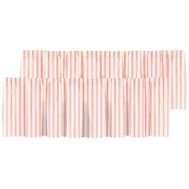 Healbrighting Blackout Classic Ticking Stripe Pink and White Rod Pocket Short Window Curtain Valance for Kitchen Bedroom Decor, 52" x 18", Pink and White, 2 Panels