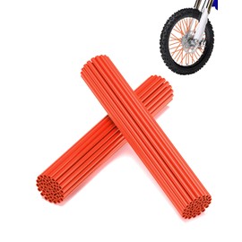 E-riding 72Pcs Dirt Bike Spoke Covers, Universal Dirt Bike Spoke Skins Wheel Wraps for 8"-21" Rims, Fits Dirt Bikes, Dirt Pit Bike, Wheelchairs, Spoke Protector and Decoration - Orange