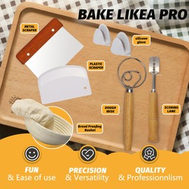 5QT Enameled Cast Iron Dutch Oven for Bread Baking with Lid, Sourdough Baking Supplies with Proofing Basket, Bread Making Tools Set, Heavy-Duty Cookware for Braising, Stews, Roasting (Orange)