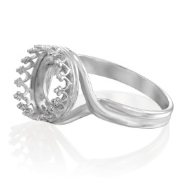 925 Sterling Silver Size 6-8 Ring Blank with 10 mm Round Bezel, 02 - Size 7, Silver