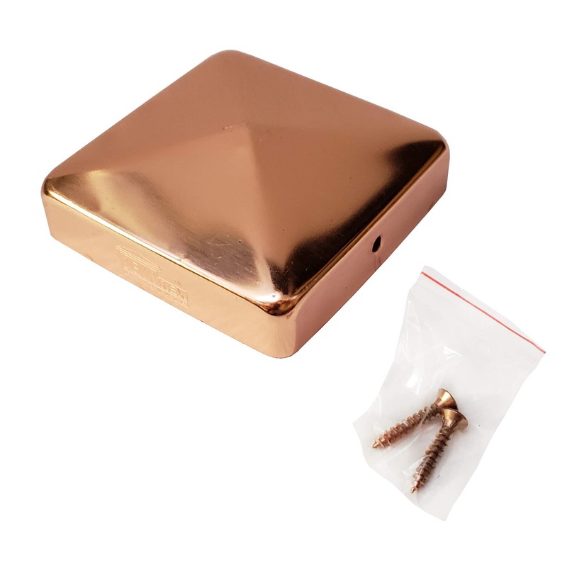 3.5" x 3.5" Solid Copper Pyramid Post Cap for True/Actual