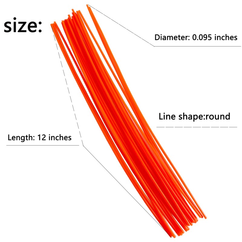 YEUPYL 60 Pieces Precut Round String Trimmer Line .095 Inches
