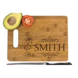 Krezy Case Wooden Cutting Board, Bride Gift bridal shower Gifts, Kitchen decor- wedding gifts for the couple -Family Name engraved board