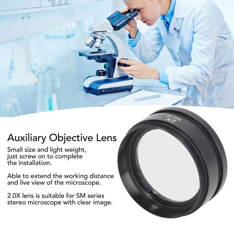 2X Auxiliary Objective Lens Aluminium Alloy WD30 2X Barlow Lens