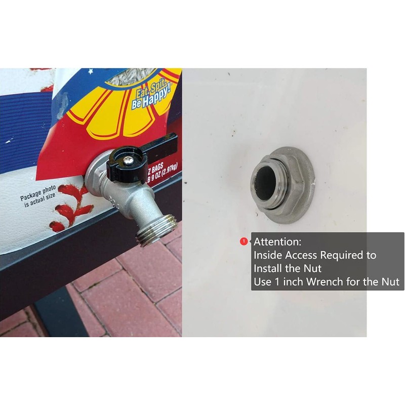 RAINPAL RBS006 Stainless Steel Rain Barrel Spigot (Quarter Turn Ball