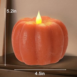 Leorate Fall Decor Pumpkin Flameless Candles - Battery Powered LED Pumpkin Flickering Candle with Timer Remote Control, Thanksgiving Gifts, Autumn Farmhouse Rustic Harvest Decor for Indoor (Orange)