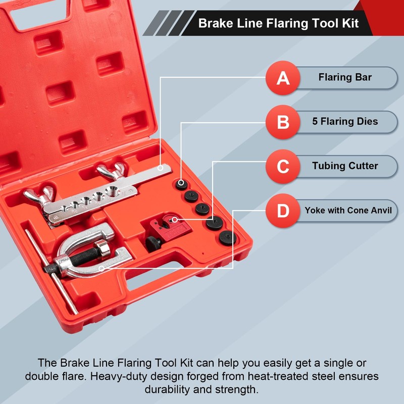 Clatoon Brake Line Double & Single Flaring Tool Kit with