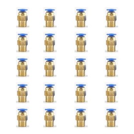 Asbrot 20Pcs PC4-M10 P-1mm Pneumatic Connector for PTFE Tube, Must Have Accessories for 3D Printer DIY Enclosure, Compatible with Ender-3 Bambu Lab A1, Push-to-Connect Quick Fittings