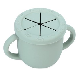 MACE CORPORATION 100% Food Grade Silicone 2-IN-1 BABY TRAINING CUPS WITH STRAW & SNACK CUP LID|Toddler Sippy Cup with Straw & Snack Cup Lid (moody blue)