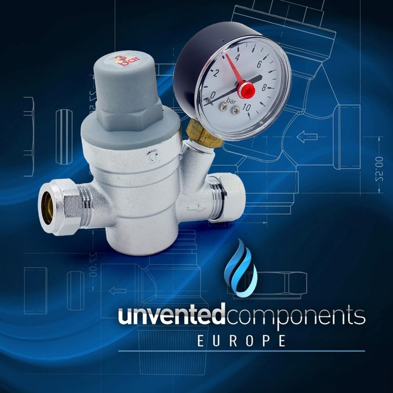 Adjustable Pressure Reducing Valve 15mm with 0-10 Bar Gauge