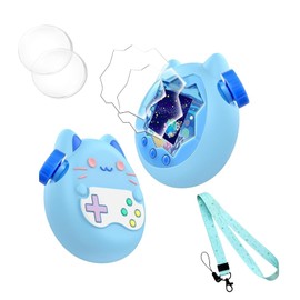 Silicone Cover for Tamagotchi Paradise,Case for Tamagotchi Paradise, Pink Silicones Protective Case with Lanyard Screen Protector Button Film,Anti-Drop Silicone Cover for Tamagotch(Light Blue)